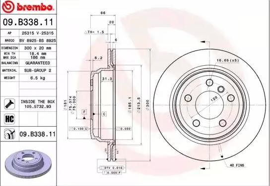 BREMBO Bremsscheibe BMW 09.B338.11 34216797344,34216864900,34216792229 Bremsscheiben,Scheibenbremsen von BREMBO