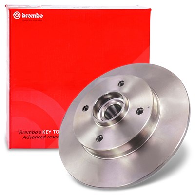 Brembo 1x Bremsscheibe mit Radlagersatz Hinten Voll [Hersteller-Nr. 08.9512.27] für Citroën, Ds, Opel, Peugeot, Vauxhall von BREMBO