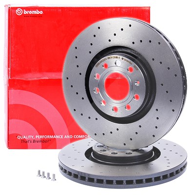 Brembo 1x Bremsscheibe Coated Disc Vorne Gelocht [Hersteller-Nr. 09.A813.11] für Audi von BREMBO