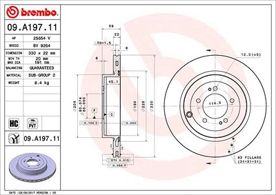 Brembo 1x Bremsscheibe [Hersteller-Nr. 09.A197.11] für Mitsubishi von BREMBO