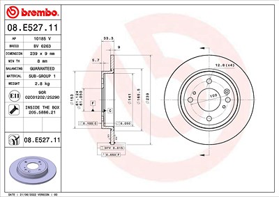 Brembo 1x Bremsscheibe [Hersteller-Nr. 09.N236.2X] für Dodge, Jeep von BREMBO