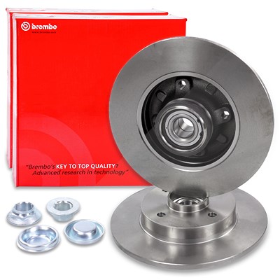 Brembo 2x Bremsscheibe Bearing Disc Hinten Voll [Hersteller-Nr. 08.9512.27] für Citroën, Ds, Opel, Peugeot, Vauxhall von BREMBO