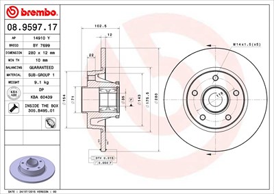 Brembo 2x Bremsscheibe Hinterachse Voll + Radlager für Nissan, Opel, Renault von BREMBO