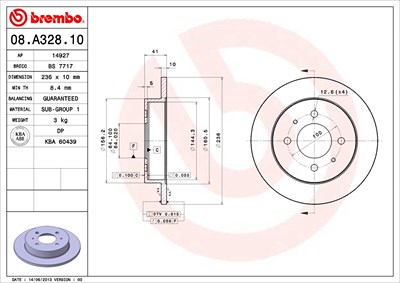 Brembo 2x Bremsscheibe Hinterachse Voll für Mitsubishi von BREMBO