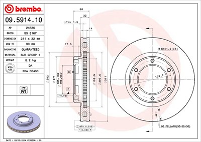 Brembo 2x Bremsscheibe Vorderachse Belüftet für Toyota von BREMBO