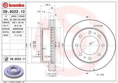 Brembo 2x Bremsscheibe für Chevrolet von BREMBO