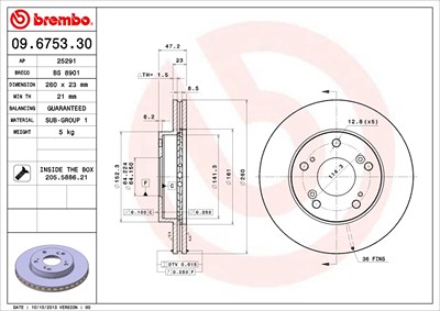 Brembo 2x Bremsscheibe für Honda von BREMBO