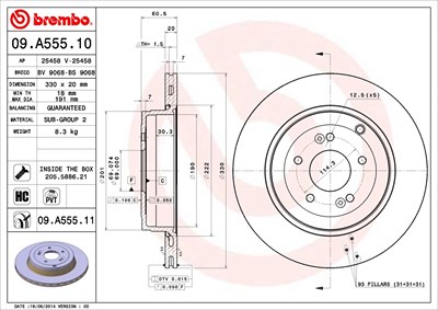 Brembo 2x Bremsscheibe für Hyundai von BREMBO