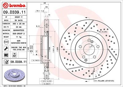 Brembo 2x Bremsscheibe für Mercedes-Benz von BREMBO