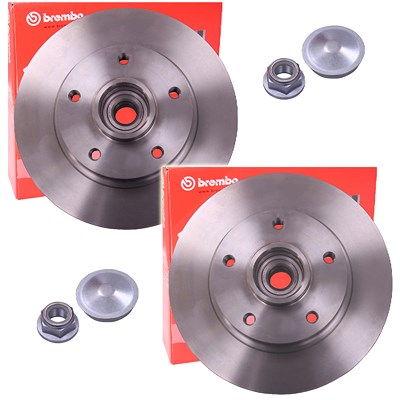 Brembo 2x Bremsscheibe mit Radlagersatz Hinte Voll [Hersteller-Nr. 08.B369.17] für Renault von BREMBO