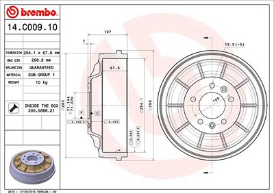 Brembo 2x Bremstrommel für Citroën, Fiat, Peugeot von BREMBO