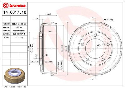 Brembo 2x Bremstrommel für Ford von BREMBO