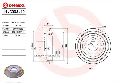 Brembo 2x Bremstrommel für Honda von BREMBO