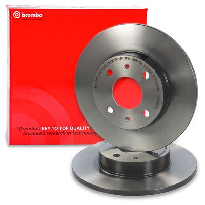 Brembo 2x Coated Bremsscheibe Hinten-/Vorne Voll [Hersteller-Nr. 08.5085.11] für Abarth, Alfa Romeo, Fiat, Ford, Lancia, Yugo von BREMBO