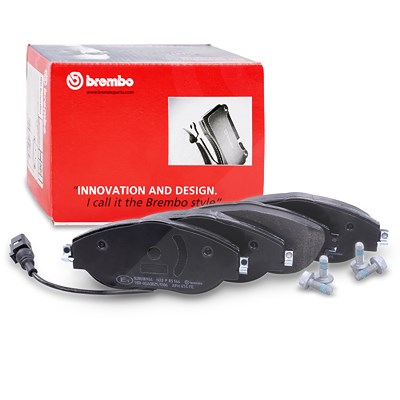 Brembo Bremsbelagsatz mit Warnkontakt vorne [Hersteller-Nr. P85144] für Audi, Cupra, Seat, Skoda, VW von BREMBO