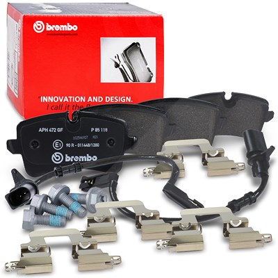 Brembo Bremsbelagsatz mit Warnkontakt hinten [Hersteller-Nr. P85118] für Audi von BREMBO