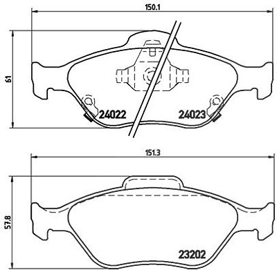 Brembo Bremsbelagsatz, Scheibenbremse [Hersteller-Nr. P83085] für Daihatsu, Toyota von BREMBO