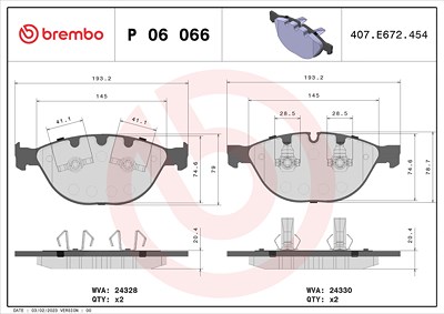 Brembo Bremsbelagsatz, Scheibenbremse [Hersteller-Nr. P06066] für BMW, Jaguar von BREMBO