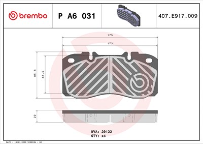 Brembo Bremsbelagsatz, Scheibenbremse [Hersteller-Nr. PA6031] für Iveco von BREMBO