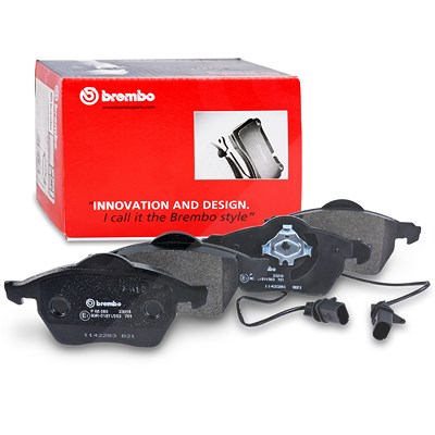 Brembo Bremsbelagsatz mit Warnkontakt vorne [Hersteller-Nr. P85085] für Audi, Seat, Skoda, VW von BREMBO