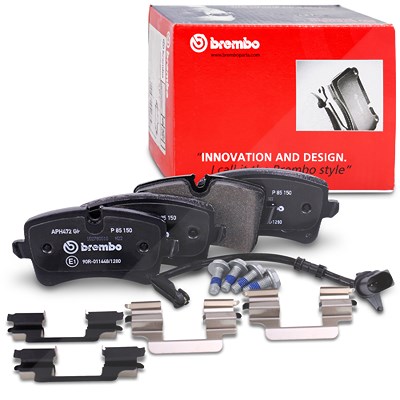 Brembo Bremsbelagsatz mit Warnkontakt hinten [Hersteller-Nr. P85150] für Audi, Porsche von BREMBO