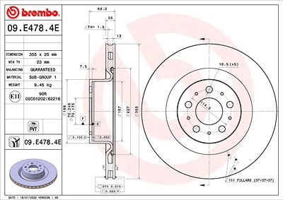 Brembo Bremsensatz, Scheibenbremse [Hersteller-Nr. KT08042] für Tesla von BREMBO