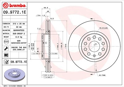 Brembo Bremsensatz, Scheibenbremse [Hersteller-Nr. KT08054] für Audi, Cupra, Seat, Skoda, VW von BREMBO