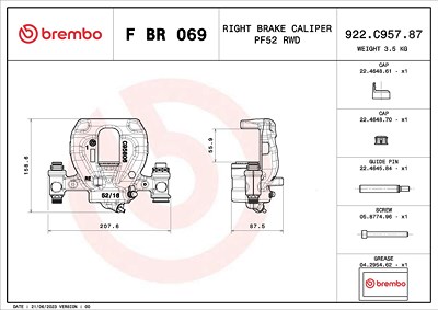 Brembo Bremssattel [Hersteller-Nr. FBR069] für Mercedes-Benz von BREMBO