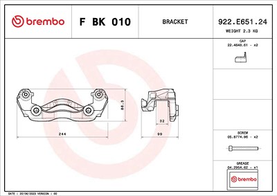 Brembo Bremssattelhaltersatz [Hersteller-Nr. FBK010] für Mercedes-Benz, VW von BREMBO