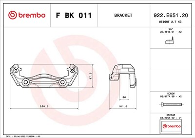 Brembo Bremssattelhaltersatz [Hersteller-Nr. FBK011] für Mercedes-Benz von BREMBO