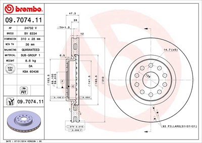 Brembo Bremsscheibe [Hersteller-Nr. 09.7074.11] für Lancia, Alfa Romeo von BREMBO