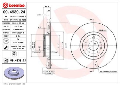 Brembo Bremsscheibe [Hersteller-Nr. 09.4939.21] für Alfa Romeo, Fiat, Opel von BREMBO