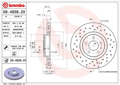 Brembo Bremsscheibe [Hersteller-Nr. 09.4939.2X] für Alfa Romeo, Fiat, Opel von BREMBO