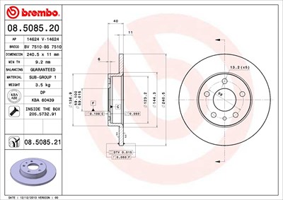 Brembo Bremsscheibe [Hersteller-Nr. 08.5085.21] für Alfa Romeo von BREMBO