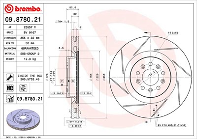 Brembo 1x Bremsscheibe [Hersteller-Nr. 09.8780.21] für Aston Martin von BREMBO