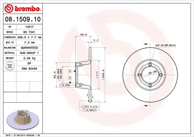 Brembo Bremsscheibe [Hersteller-Nr. 08.1509.10] für Austin-healey, Mg von BREMBO