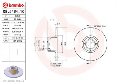 Brembo Bremsscheibe [Hersteller-Nr. 08.5464.10] für Austin, Rover von BREMBO