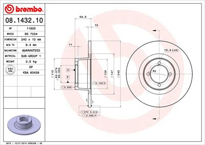 Brembo Bremsscheibe [Hersteller-Nr. 08.1432.10] für BMW von BREMBO