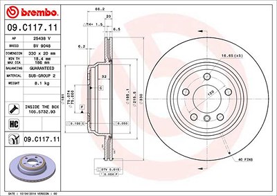 Brembo Bremsscheibe [Hersteller-Nr. 09.C117.11] für BMW von BREMBO