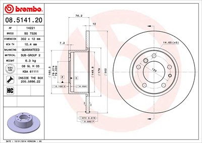 Brembo Bremsscheibe [Hersteller-Nr. 08.5141.20] für BMW von BREMBO