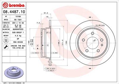 Brembo Bremsscheibe [Hersteller-Nr. 08.4487.10] für BMW von BREMBO