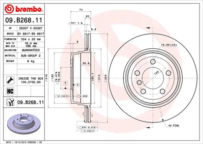 Brembo Bremsscheibe [Hersteller-Nr. 09.B268.11] für BMW von BREMBO