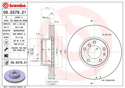 Brembo Bremsscheibe [Hersteller-Nr. 09.5579.21] für BMW von BREMBO