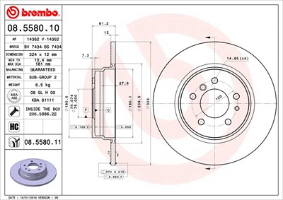 Brembo Bremsscheibe [Hersteller-Nr. 08.5580.11] für BMW von BREMBO