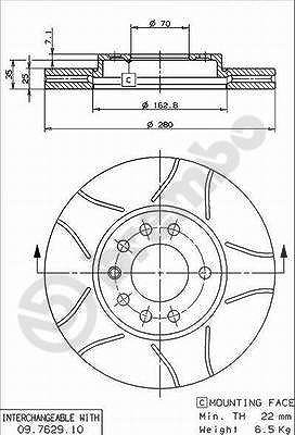 Brembo Bremsscheibe [Hersteller-Nr. 09.7629.75] für Chevrolet, Opel, Vauxhall von BREMBO