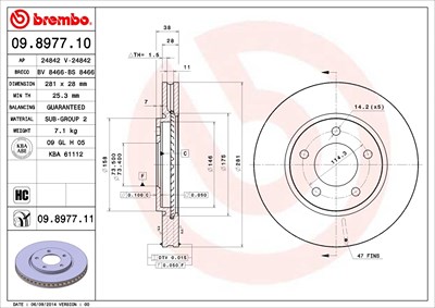 Brembo Bremsscheibe [Hersteller-Nr. 09.8977.11] für Chrysler, Dodge von BREMBO