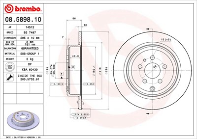 Brembo Bremsscheibe [Hersteller-Nr. 08.5898.10] für Citroën, Fiat, Lancia, Peugeot von BREMBO