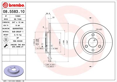 Brembo Bremsscheibe [Hersteller-Nr. 08.5583.10] für Citroën von BREMBO