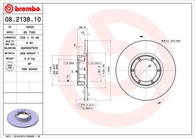 Brembo Bremsscheibe [Hersteller-Nr. 08.2138.10] für Dacia, Renault von BREMBO