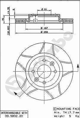 Brembo Bremsscheibe [Hersteller-Nr. 09.5802.76] für Dacia, Nissan, Renault von BREMBO